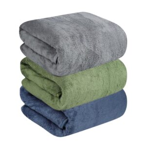 plentZ Microfiber Bath Towels Pack of 3 – Super Soft, Quick Dry & Highly Absorbent – Large 70 × 140 cm Bath Towel for Men & Women – Coral Fleece Microfiber Towels