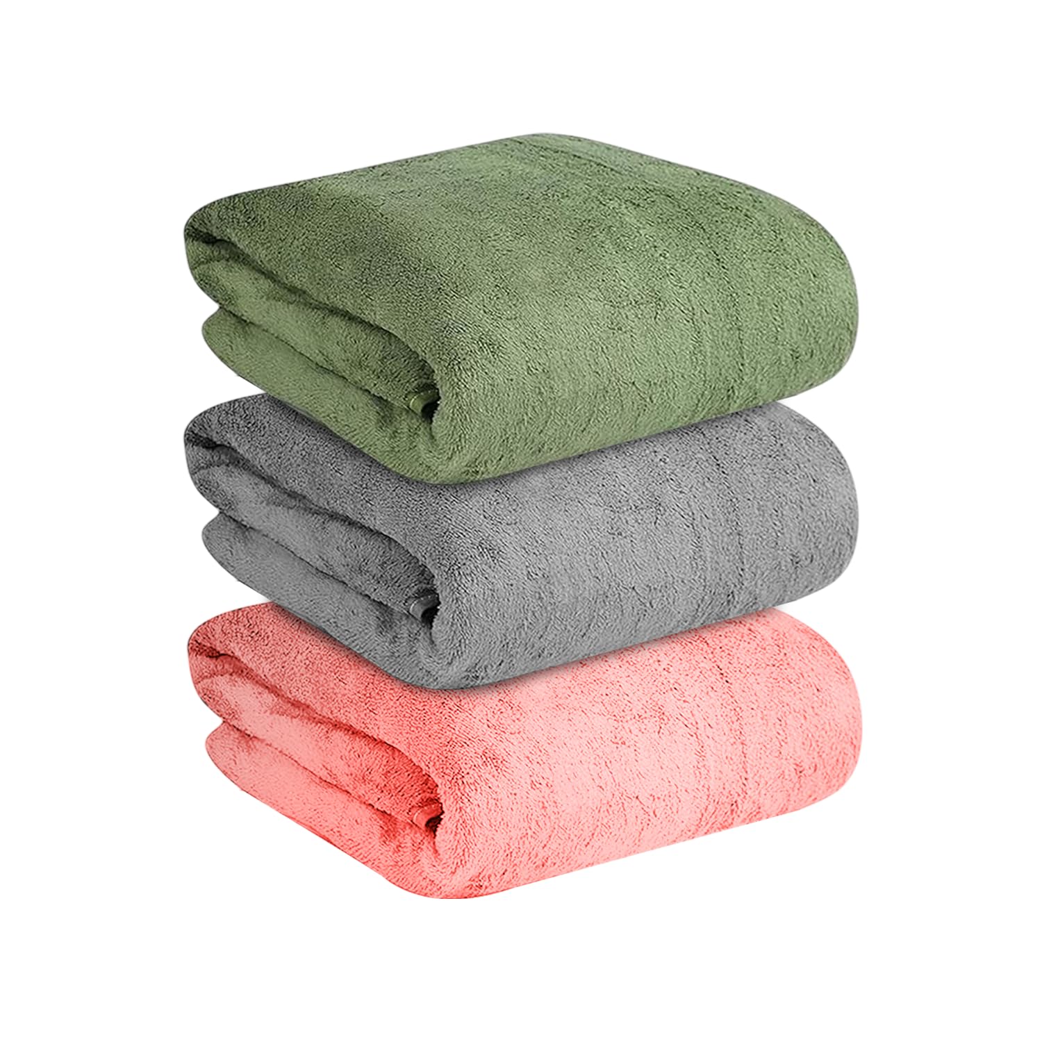 plentZ Microfiber Bath Towels Pack of 3 – Super Soft, Quick Dry & Highly Absorbent – Large 70 × 140 cm Bath Towel for Men & Women – Coral Fleece Microfiber Towels - Image 5
