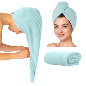 plentZ Pista Green Microfiber Hair Wrap Towel for Women