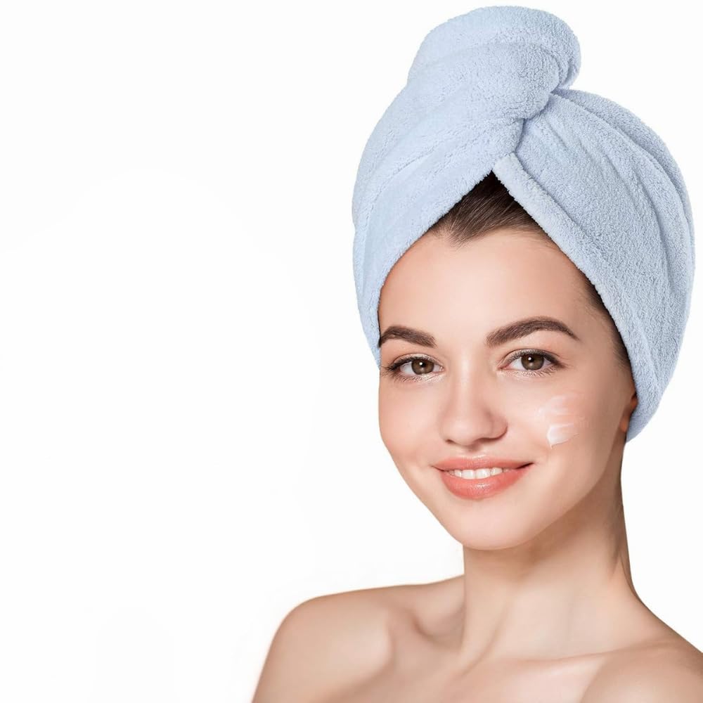 plentZ Sky Blue Microfiber Hair Wrap Towel for Women