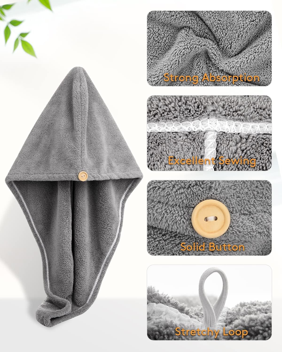 plentZ Microfiber Hair Wrap Towel for Women – Super Soft, Quick Dry & Highly Absorbent Hair Turban with Button – Lightweight Hair Drying Wrap for Home, Gym & Travel - Image 4